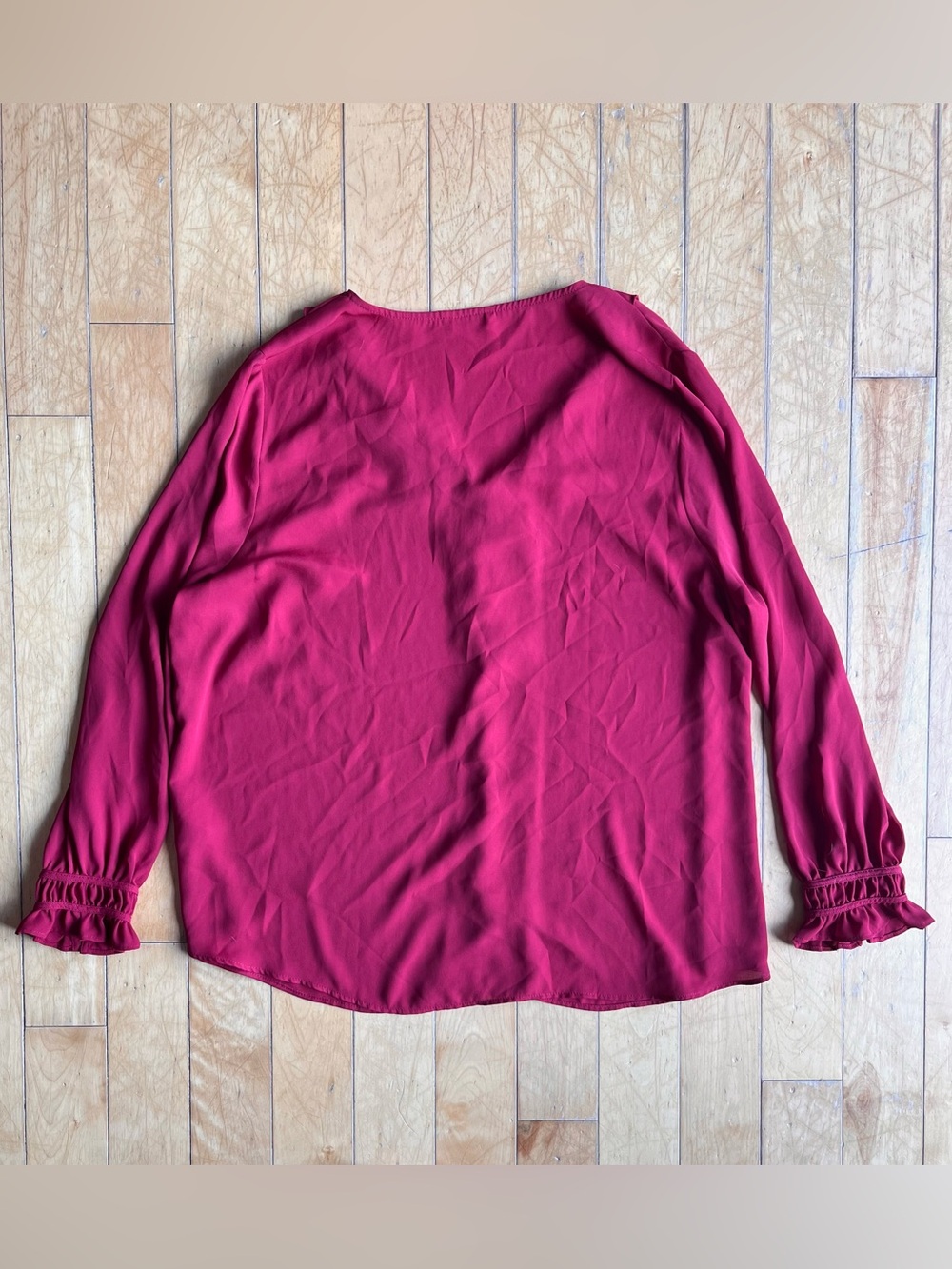 Penningtons Red Ruffle Front Blouse Long Sleeve Size 1X - Picture 4 of 7